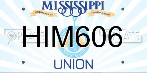 HIM606 Mississippi License Plate
