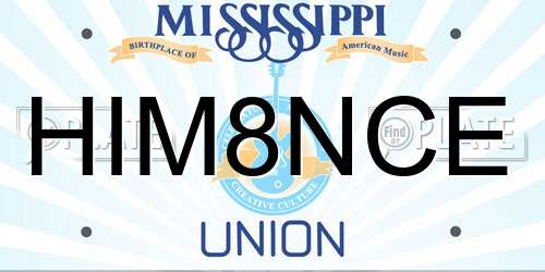 HIM8NCE Mississippi License Plate