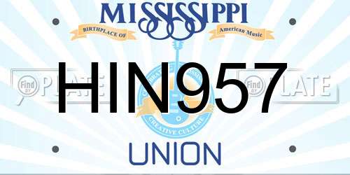 HIN957 Mississippi License Plate