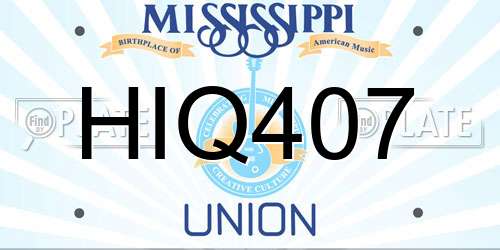 HIQ407 Mississippi License Plate
