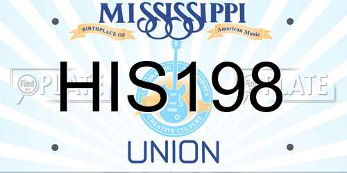 HIS198 Mississippi License Plate