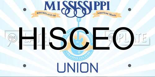 HISCEO Mississippi License Plate