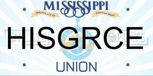 HISGRCE Mississippi License Plate