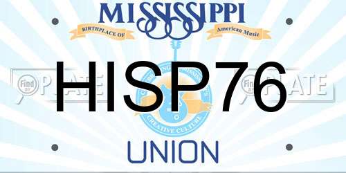 HISP76 Mississippi License Plate