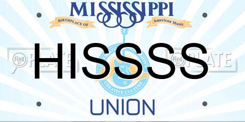 HISSSS Mississippi License Plate