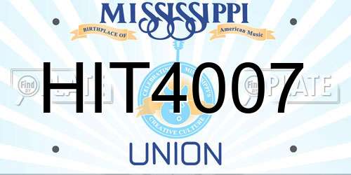 HIT4007 Mississippi License Plate