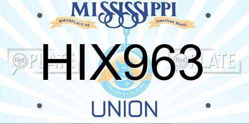 HIX963 Mississippi License Plate