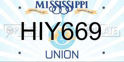 HIY669 Mississippi License Plate
