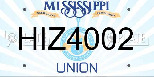 HIZ4002 Mississippi License Plate
