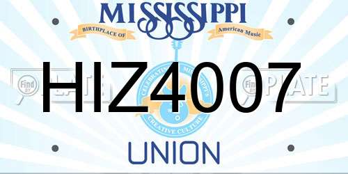 HIZ4007 Mississippi License Plate