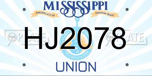 HJ2078 Mississippi License Plate