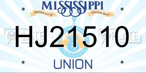 HJ21510 Mississippi License Plate