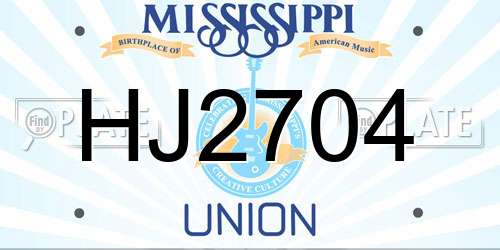 HJ2704 Mississippi License Plate