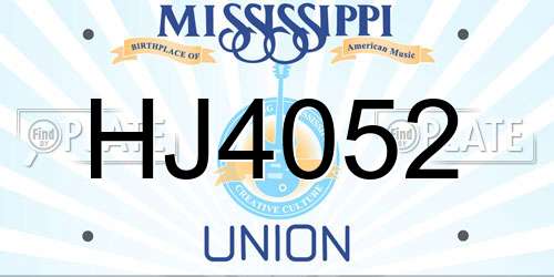 HJ4052 Mississippi License Plate