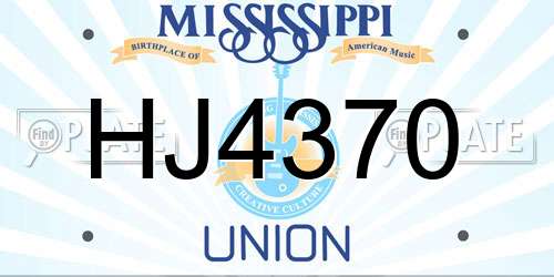 HJ4370 Mississippi License Plate