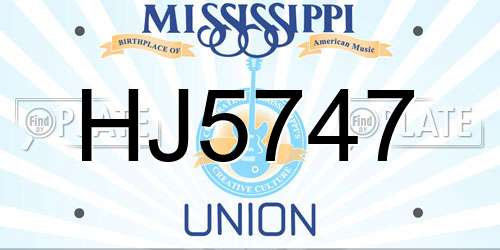 HJ5747 Mississippi License Plate