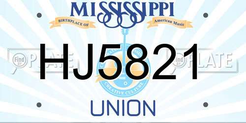 HJ5821 Mississippi License Plate