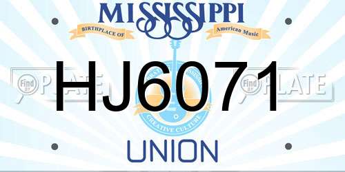 HJ6071 Mississippi License Plate