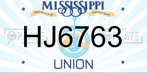 HJ6763 Mississippi License Plate