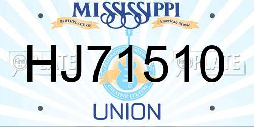 HJ71510 Mississippi License Plate