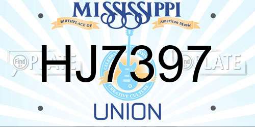 HJ7397 Mississippi License Plate