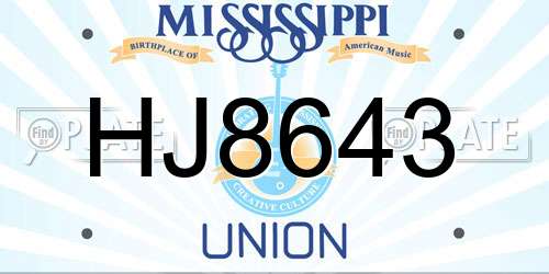HJ8643 Mississippi License Plate