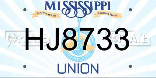 HJ8733 Mississippi License Plate