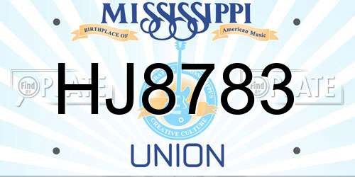 HJ8783 Mississippi License Plate