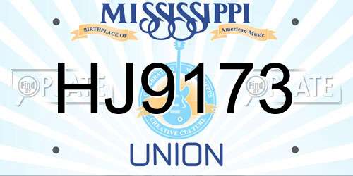 HJ9173 Mississippi License Plate