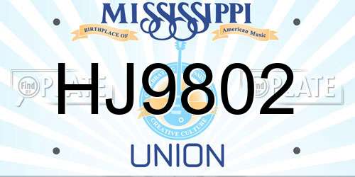 HJ9802 Mississippi License Plate