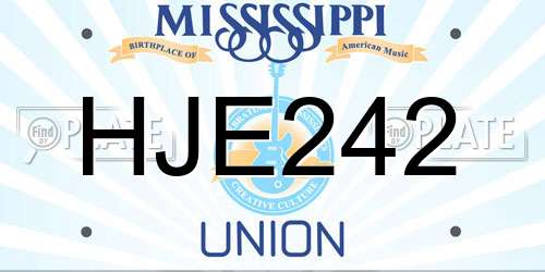 HJE242 Mississippi License Plate