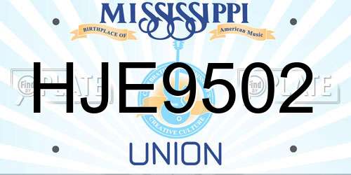 HJE9502 Mississippi License Plate