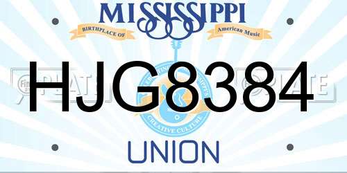 HJG8384 Mississippi License Plate