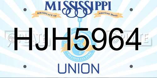 HJH5964 Mississippi License Plate