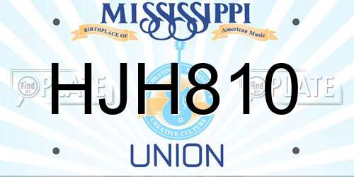 HJH810 Mississippi License Plate