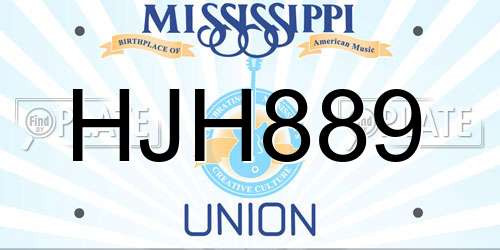 HJH889 Mississippi License Plate
