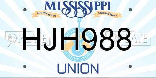 HJH988 Mississippi License Plate