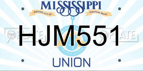 HJM551 Mississippi License Plate