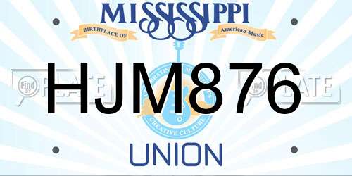 HJM876 Mississippi License Plate