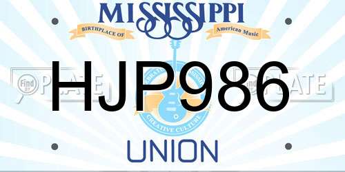 HJP986 Mississippi License Plate