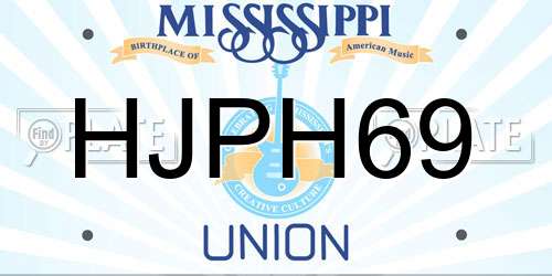 HJPH69 Mississippi License Plate