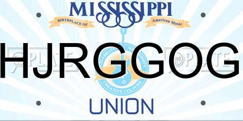HJRGGOG Mississippi License Plate