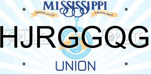 HJRGGQG Mississippi License Plate