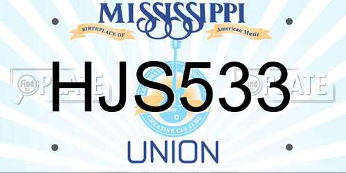 HJS533 Mississippi License Plate