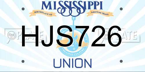 HJS726 Mississippi License Plate