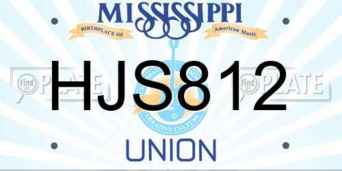 HJS812 Mississippi License Plate