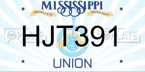 HJT391 Mississippi License Plate