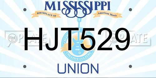 HJT529 Mississippi License Plate
