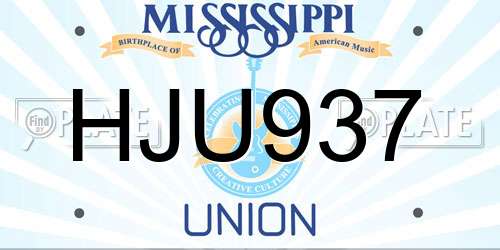 HJU937 Mississippi License Plate