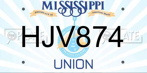 HJV874 Mississippi License Plate